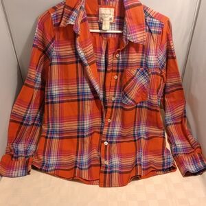 Forever 21 Orange and Purple Plaid Shirt
